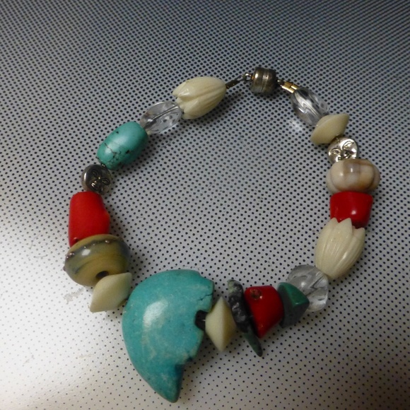 TURQUOISE ALASKA BEAR CORAL BONE BRACELETS 3 for $100 - Picture 1 of 4